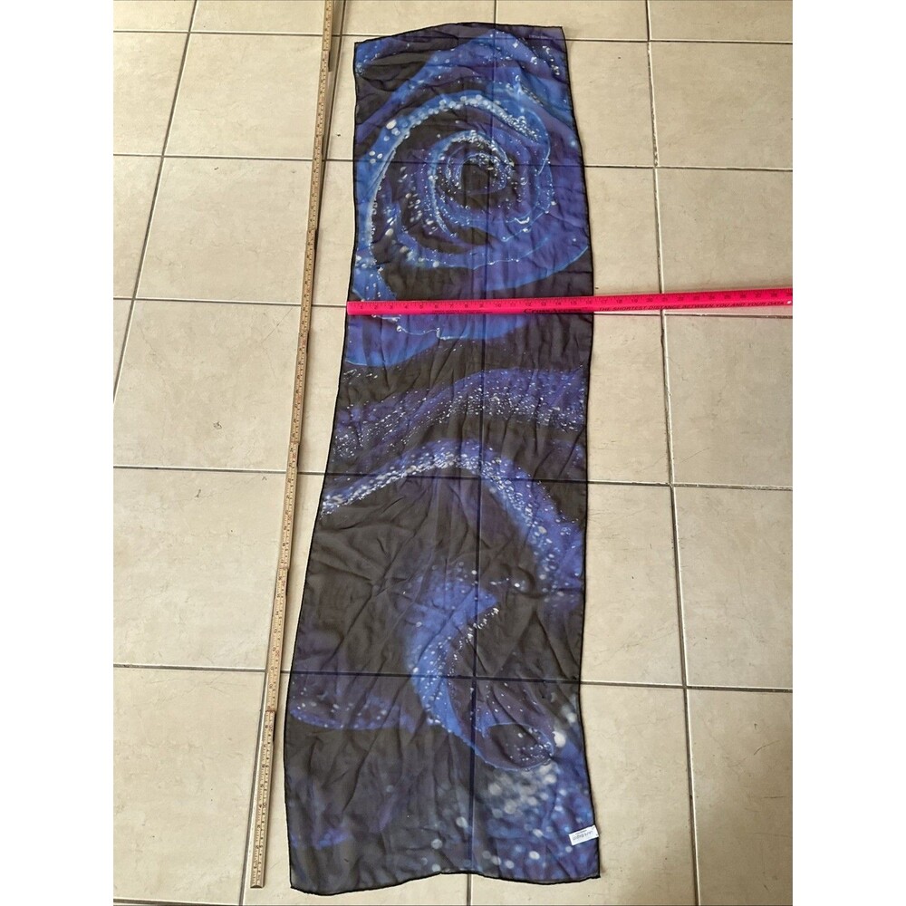 Laura Biagiotti Silk Chiffon Scarf Blue Floral Print Italian Designer